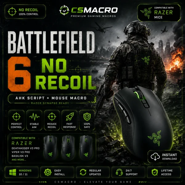 Battlefield 6 No Recoil Macro Razer BF6 Razer Synapse Macro Script