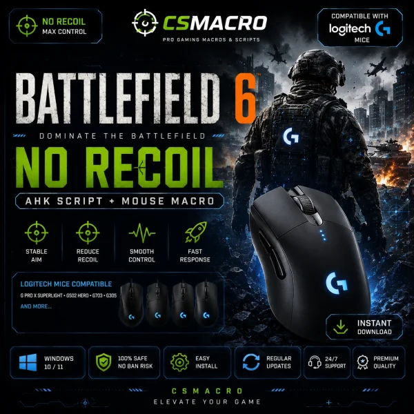 NO RECOIL Battlefield 6 Logitech